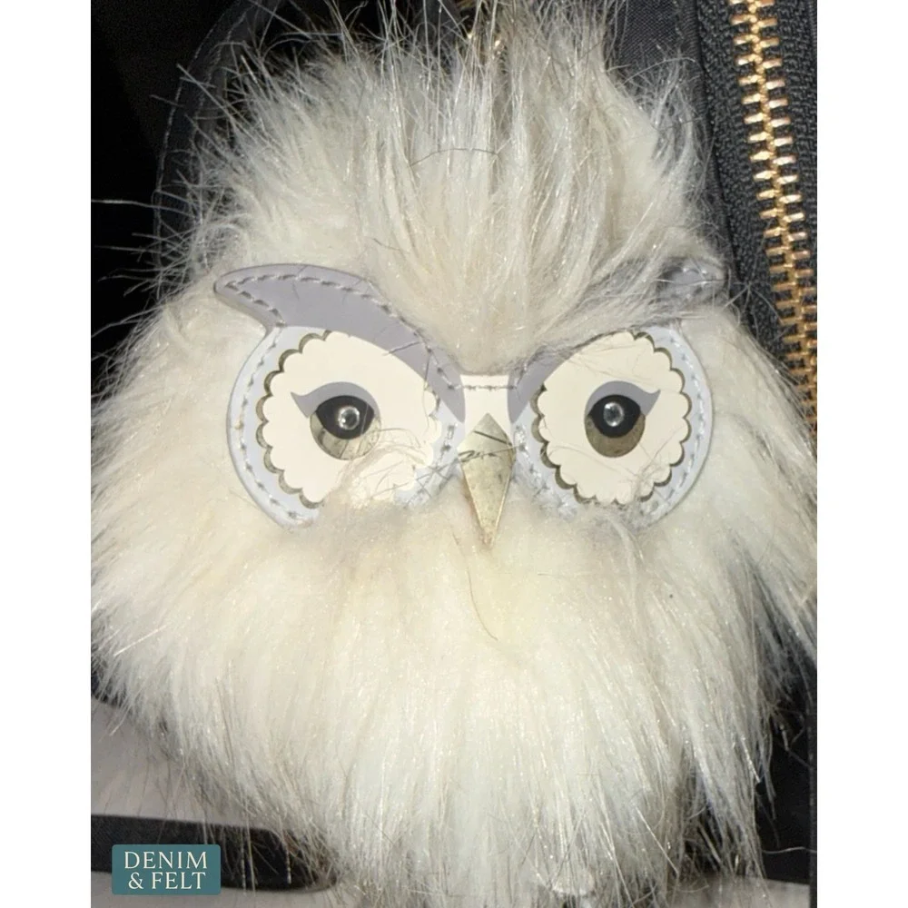 Kate Spade Owl Mini Backpack Novelty Black‎ Nylon Faux Fur Whimsical Animal Bag